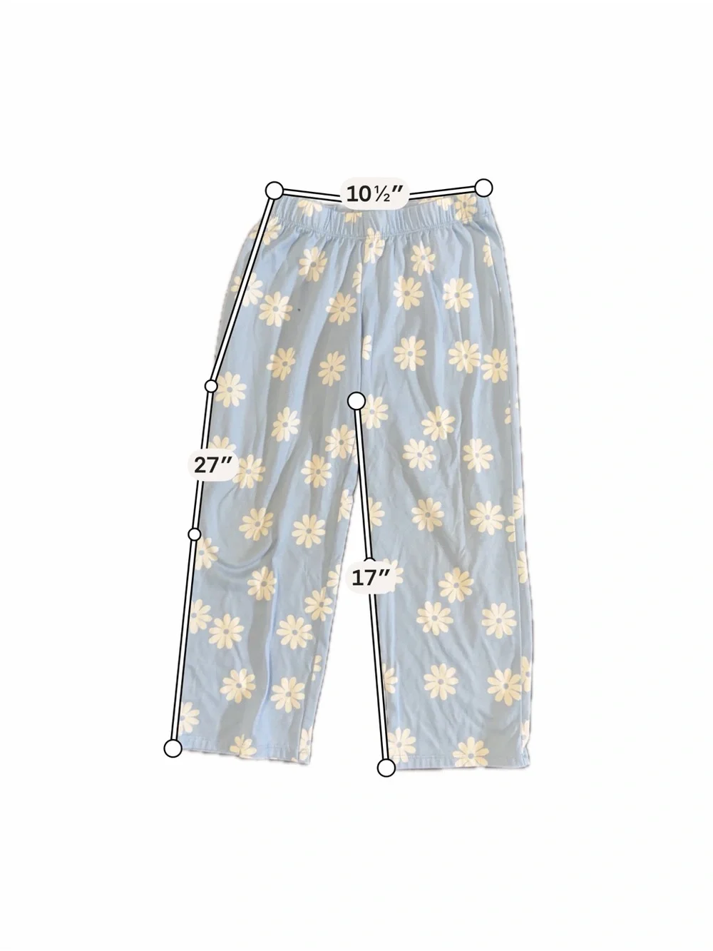 Cat & Jack Blue Daisy Pajama Set + Cream Knit Shorts Bundle Size 6-7